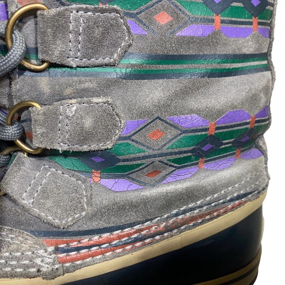 Sorel Duck Boots Women Aztec Winter Waterproof Lined Insulated Sz 10 Gray - Picture 10 of 11